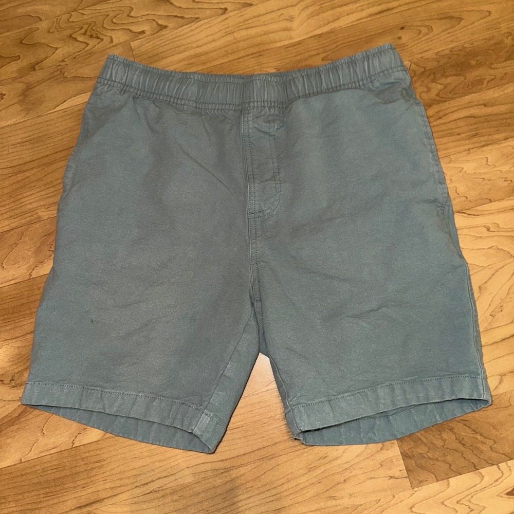 Free Fly Stretch Canvas Shorts‎ Elastic Waist Casual Blue Green Mens Size S